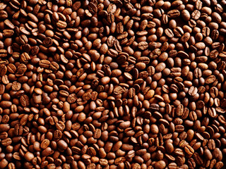 Roasted coffee beans for background