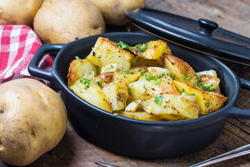 close up potatoes with herbs