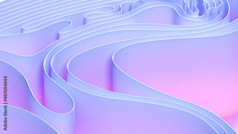 Fototapete abstract folded paper effect. bright colorful gradient background. maze made of paper. 3d rendering