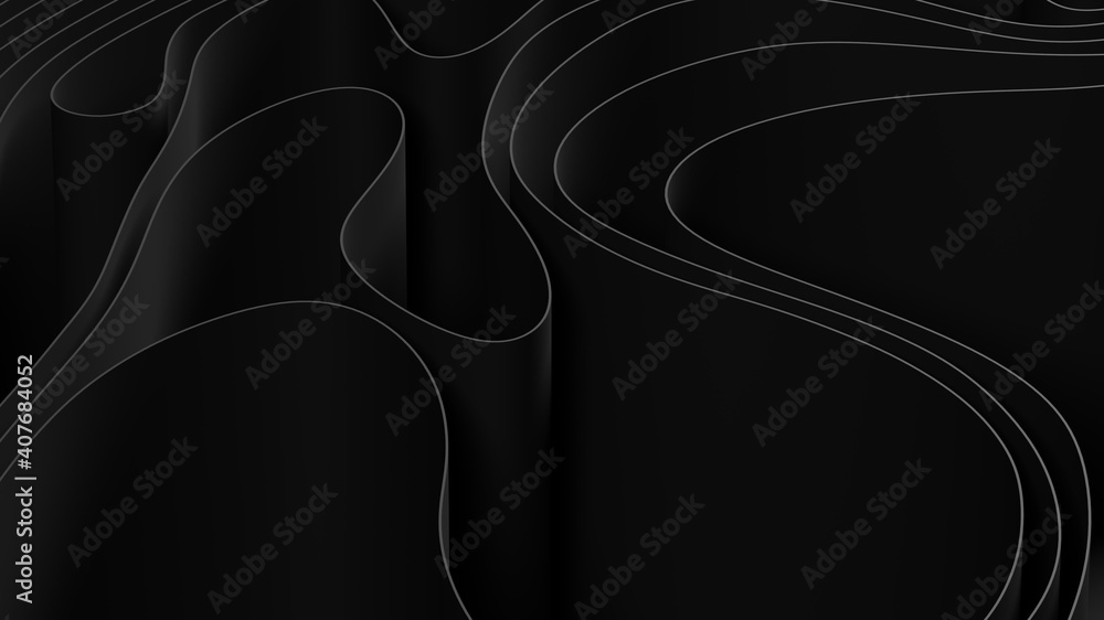 Poster abstract folded paper effect. stylish black background. maze made of paper. 3d rendering