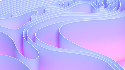 Abstract folded paper effect. Bright colorful gradient background. Maze made of paper. 3d rendering