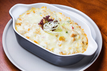 italian pasta decorated with lettuce