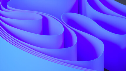 Abstract folded paper effect. Bright colorful blue background. Maze made of paper. 3d rendering