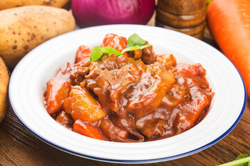 stewed beef tail with carrots potatoes