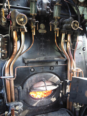 the footplate or cab of world famous steam locomotive Flying Scotsman