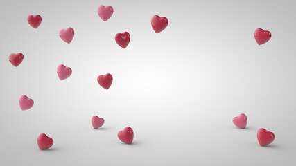 3d illustration. Red heart on white background. Valentine's day , International Women's Day , wedding invitation background 