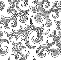 Beautiful decorative abstract vector seamless pattern with hand drawn  figured doodles, lines and shapes