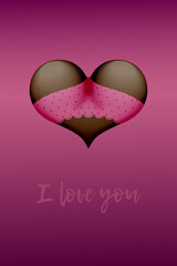 valentine's day heart shaped sexy buttocks in panties bikini underwear lingerie. Sexual attraction concept for valentine's day banner flyer greeting card poster