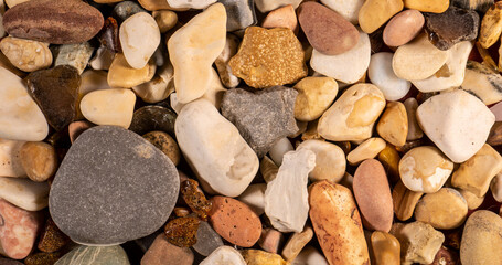 close up of colored sea pebbles. top view. color