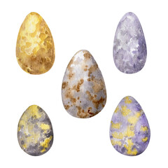 Eggs watercolor clip-art collection. Hand painted egg set isolated on white  background.