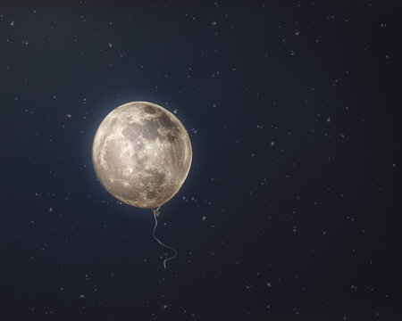 Balloon shaped Moon on dark