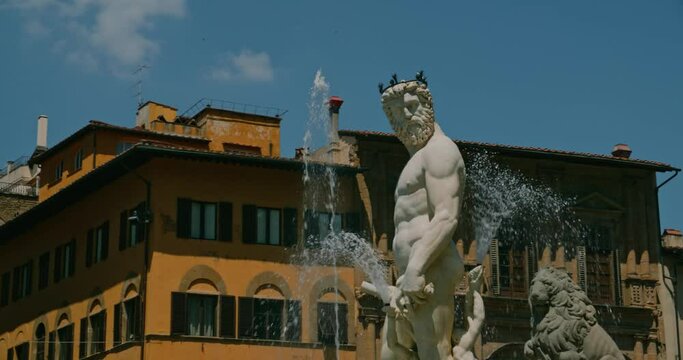 Neptune Statue, Piazza Della Signoria, Florence, Italy, architecture symbol.