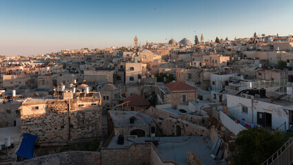 Fototapeta na wymiar Jerusalem Old City panorama, top view, ancient town from above