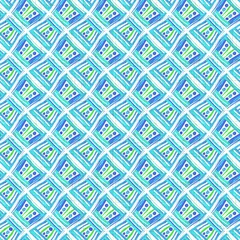 Turquoise blue glitch geo linen texture background. Seamless abstract textile effect. Distressed aqua melange dye pattern. Coastal cottage decor, modern sailing fashion or soft furnishing repeat cloth