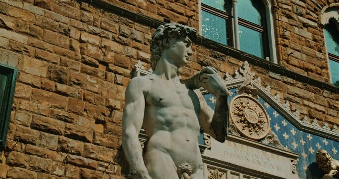 Statue Of David By Michelangelo In Piazza Della Signoria, Florence, Italy