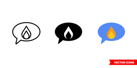 Hot talk icon of 3 types color, black and white, outline. Isolated vector sign symbol.