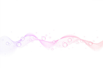 泡　波線　ウェーブ　背景　Abstract wave lines white background with fuzzy bubbles