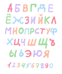 Russian hand drawn font alphabet