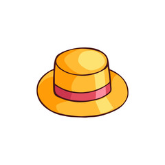 Doodle image of a sun hat. Garden element. Vector hand-drawn image for stickers, postcards, icons, web.