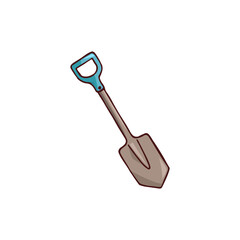 Doodle image of a shovel. Garden element. Vector hand-drawn image for stickers, postcards, icons, web.