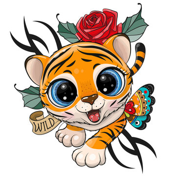 Tattoo Design Tiger is creeping up