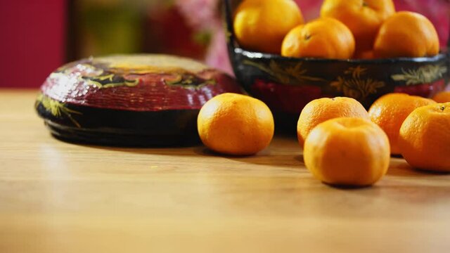 Mandarin Oranges In A Antique Nyonya Basket