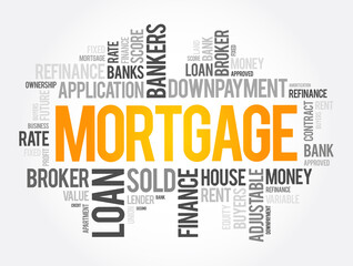 Mortgage word cloud collage, business concept background