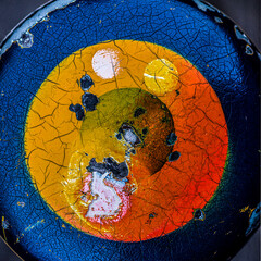 Colorful rust painting on an eroded Metal surface