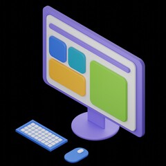 Isometric Icon desktop computer