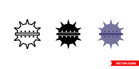 Naval mine icon of 3 types color, black and white, outline. Isolated vector sign symbol.