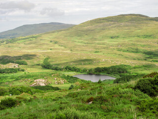 Fototapeta na wymiar Irish Hills with Pond