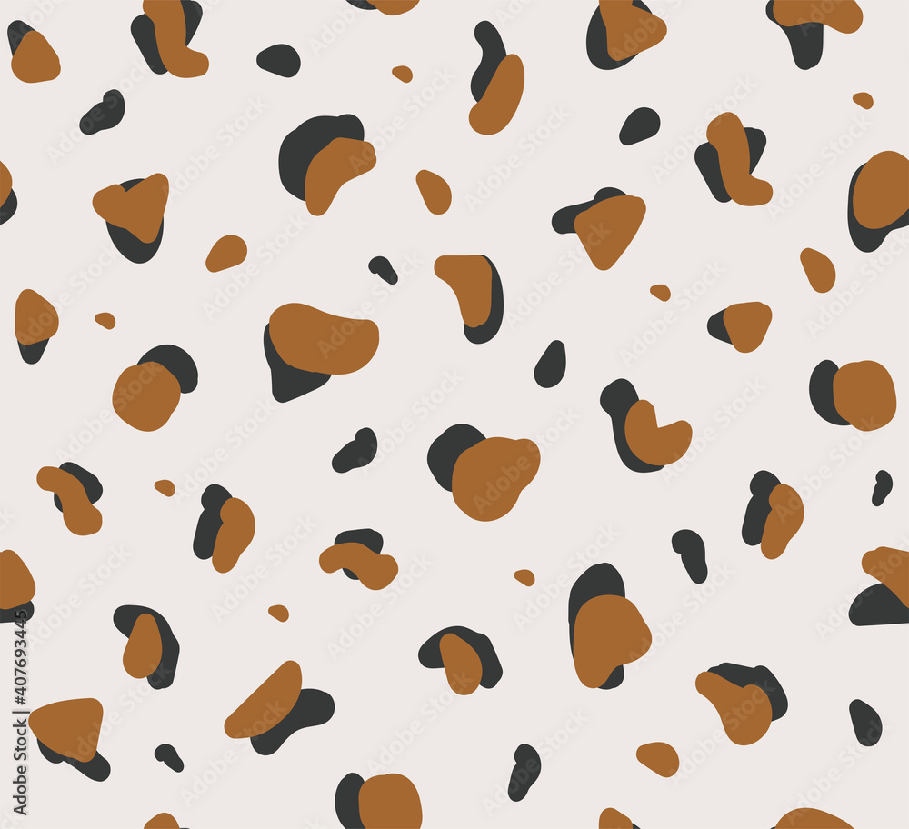 Poster Abstract seamless pattern with irregular geometric shapes on light background. Vector design wild animal skin