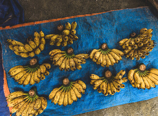 Top view on a Banana to sell on Bac Ha Market, Vietnam