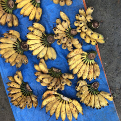 Top view on a Banana to sell on Bac Ha Market, Vietnam
