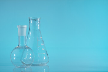 Chemical vessels. Glass flasks. Laboratory utensil.
