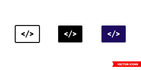 Obraz premium Programming icon of 3 types color, black and white, outline. Isolated vector sign symbol.