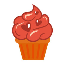 cupcake valentine's day  color vector illustration