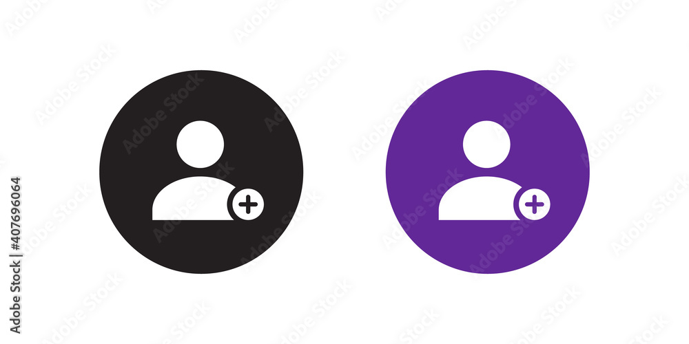 Poster add new user icon vector in flat style. create contact symbol images
