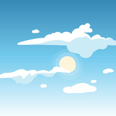 Sky clouds dayt background. Isolated vector image.