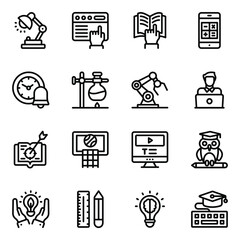 
Pack of Digital Learning and Equipment Linear Icons 
