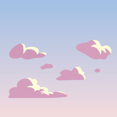 Sky clouds sunset background. Isolated vector image.