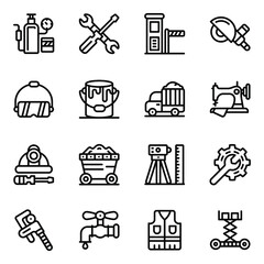 
Set of Mechanical Tools Line Icons
