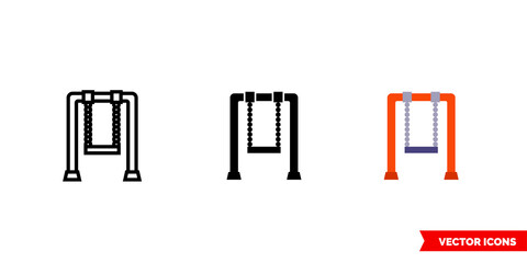 Swingset icon of 3 types color, black and white, outline. Isolated vector sign symbol.