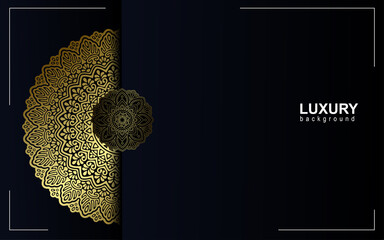 Luxury gold mandala ornate background for wedding invitation, book cover with mandala element style premium vector