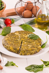 Spanish omelette with spinach.
