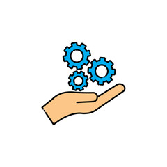 Hand lineal color icon with gear. configure, engineer, gear, hand, machine, manufacturing, settings icon. simple design editable. Design template vector