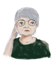 old lady sketch drawing illustration