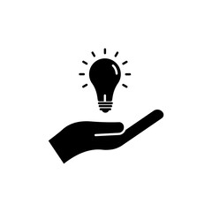 Hand with light bulb icon. Concept of new idea. Idea generation process. business symbol. simple design editable. Design template vector