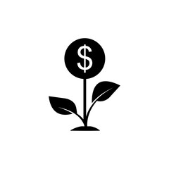 Plant icon with money. Economic growth, flowers, financial growth icons. Internet concept symbol for website button or mobile app. simple design editable. Design template vector