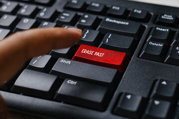 Erase past on keyboard, business concept.